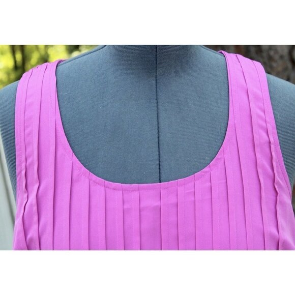 LAUREN‎ RALPH LAUREN Sleeveless Dress w/Piano Pleats Size 14 Dark Pink Lined EUC - Picture 3 of 13